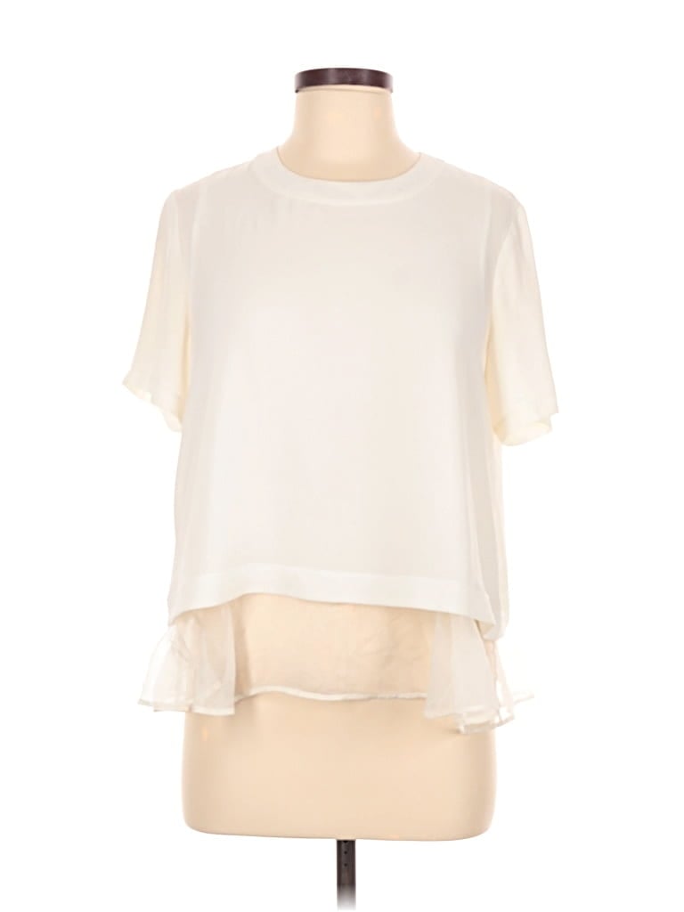 Pre-owned Elizabeth And James Short Sleeve Blouse In White