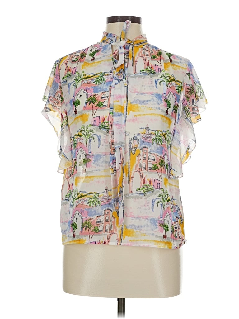 Pre-owned Shein Short Sleeve Blouse In Yellow