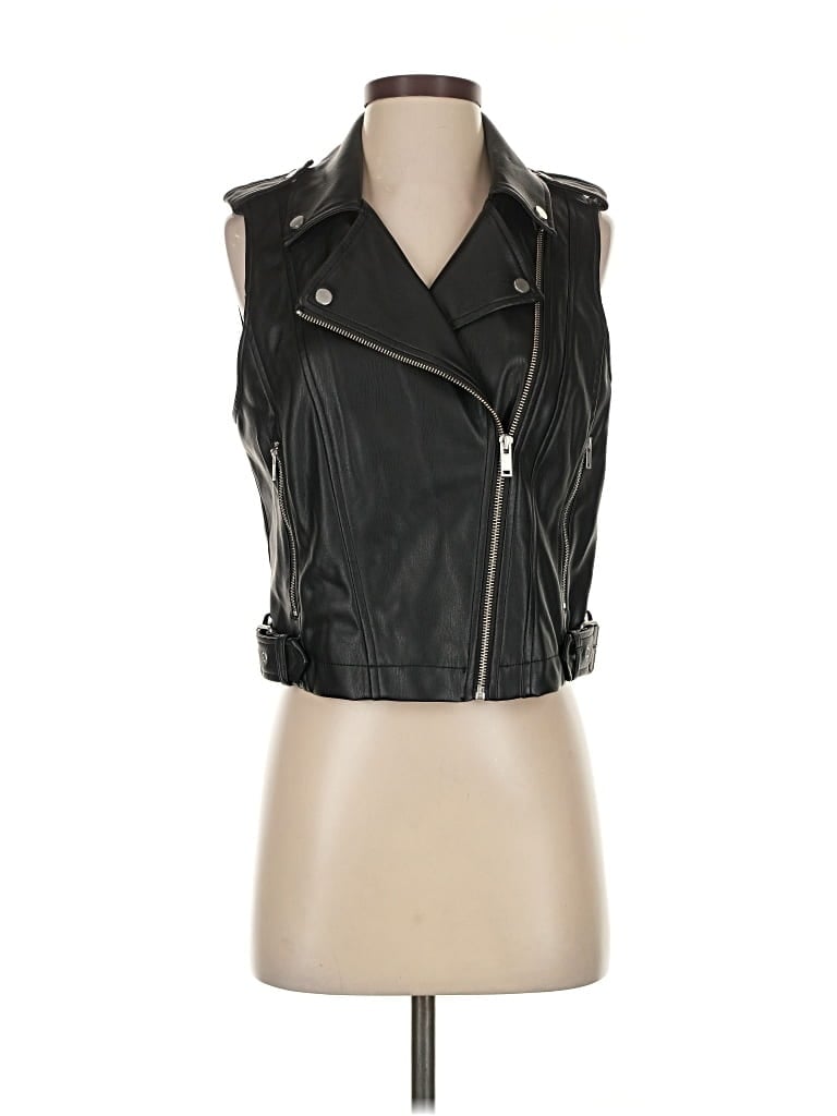 Pre-owned Anthropologie Faux Leather Jacket In Black
