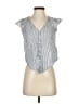 Pale Sky Stripes Blue Sleeveless Button-Down Shirt Size XS - photo 1