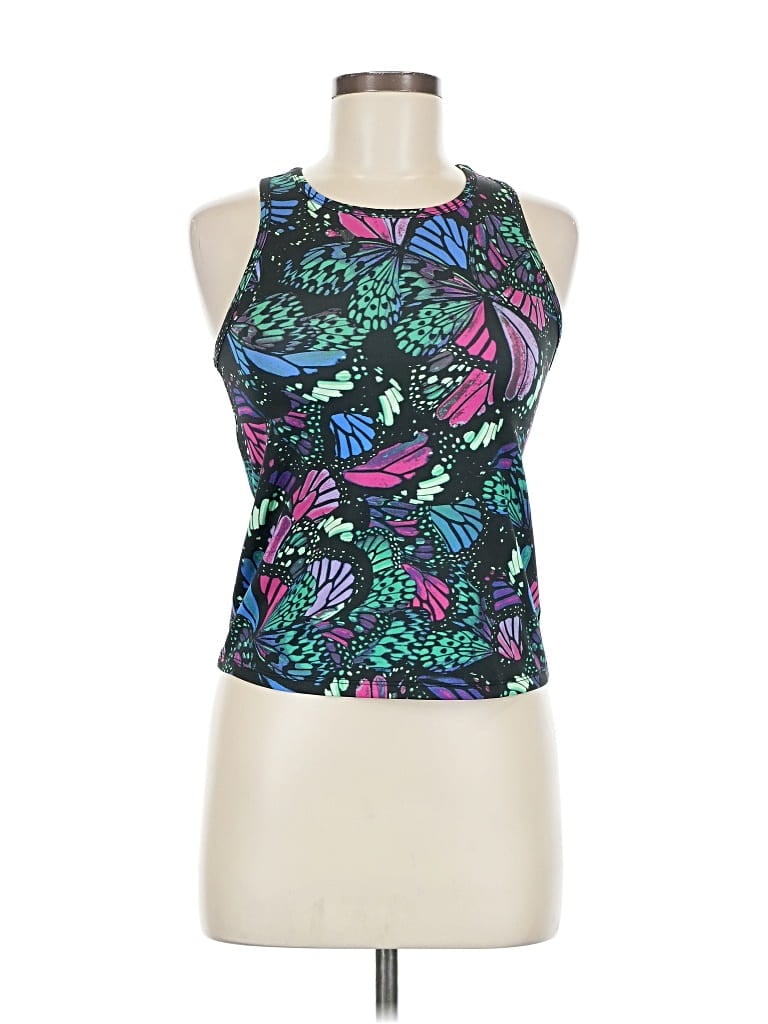 Pre-owned Xersion Tank Top Teal Halter Neckline Tops In Blue