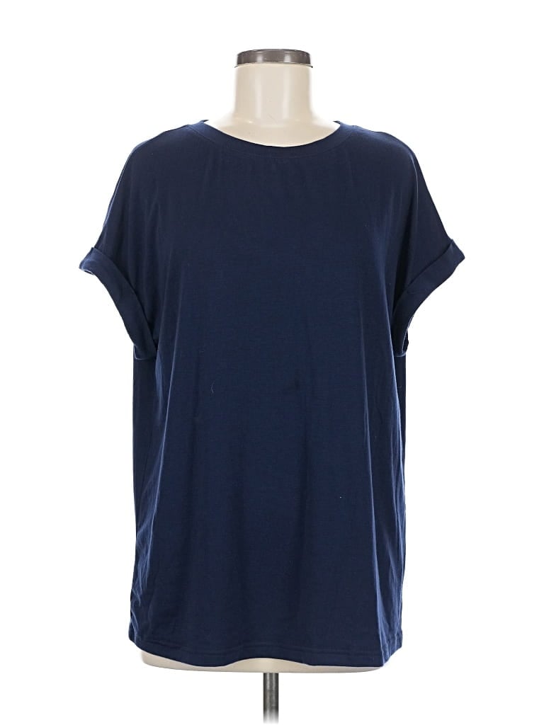 Pre-owned Unbranded Short Sleeve Top Blue Boatneck Tops