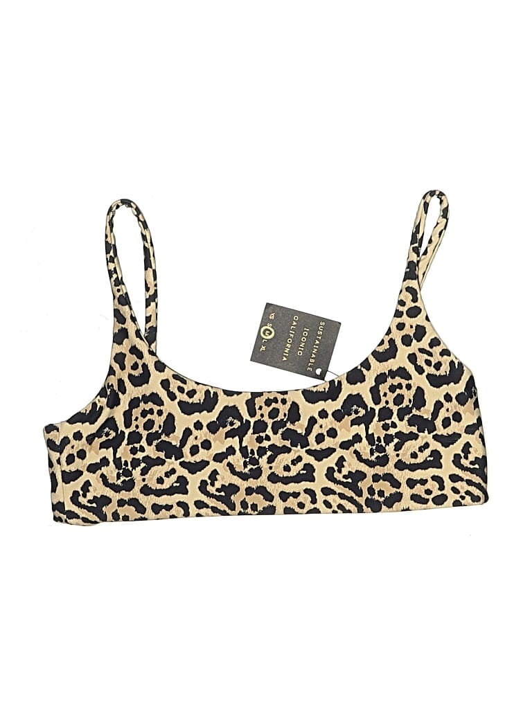 Skatie Swimsuit Top Tan Animal Print Pattern Swimwear In Brown