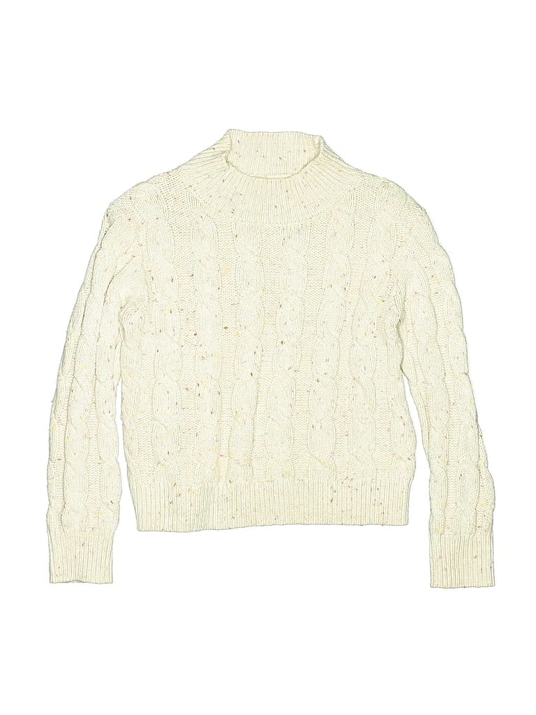 Pre-owned Crewcuts Outlet Kids' Turtleneck Sweater In White