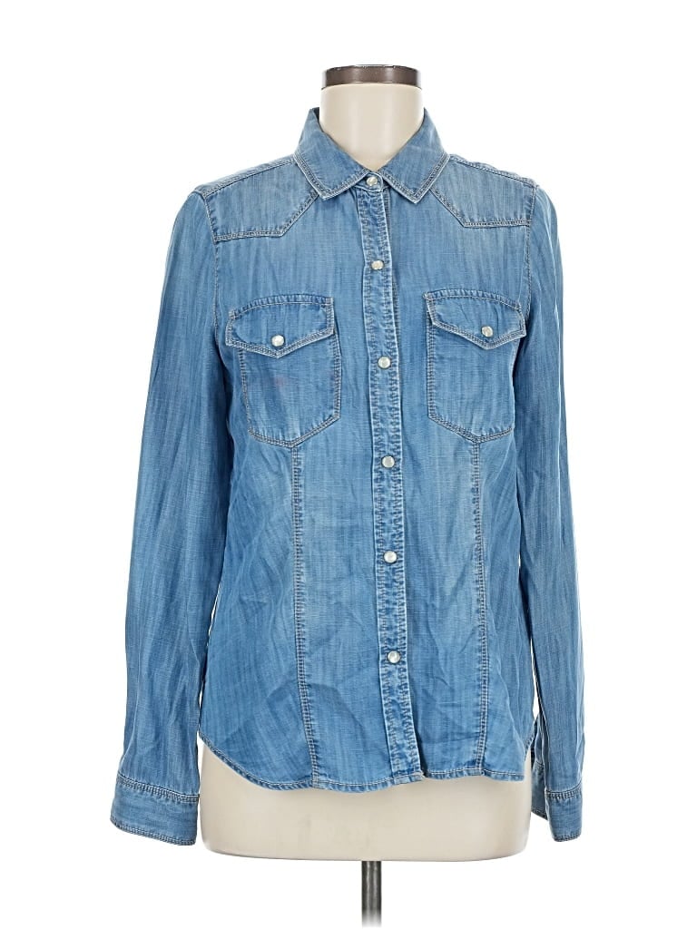 Pre-owned Trouve Long Sleeve Button Down Shirt In Blue