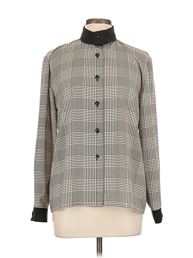 Pre-owned Bloomingdale's Long Sleeve Blouse In Gray