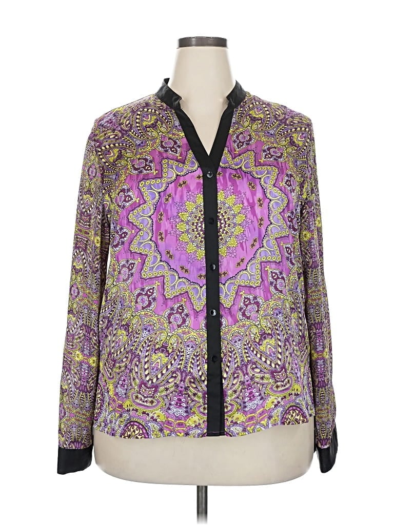 Pre-owned Investments Long Sleeve Blouse In Purple