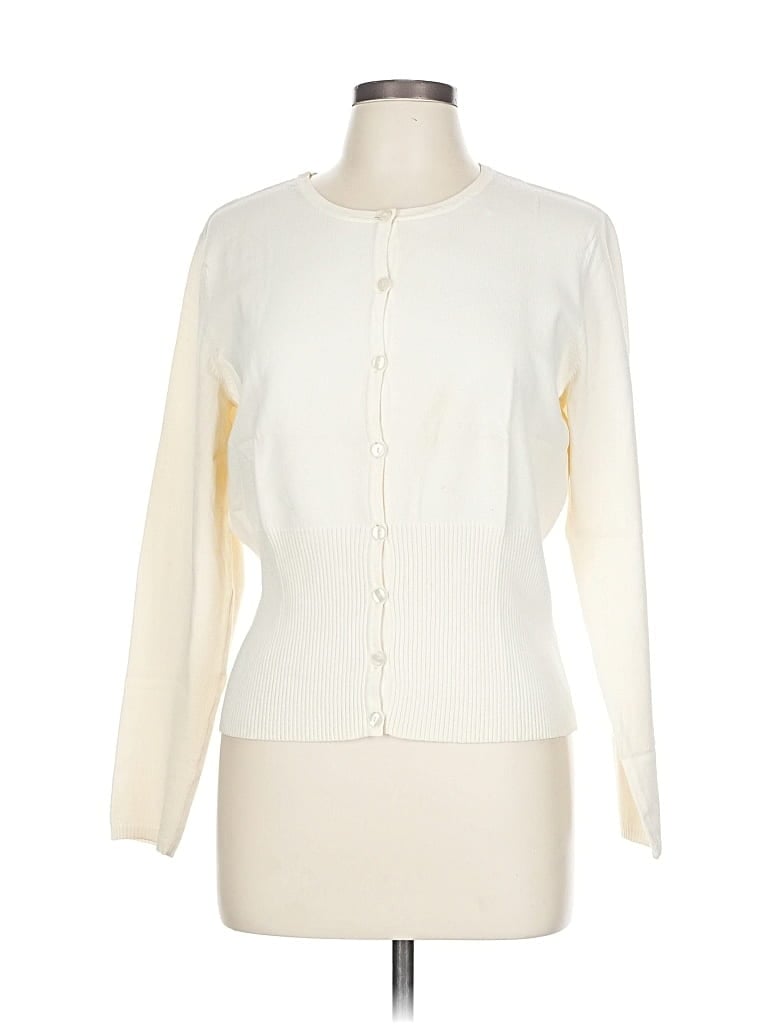 Pre-owned Talbots Cardigan Sweater In White