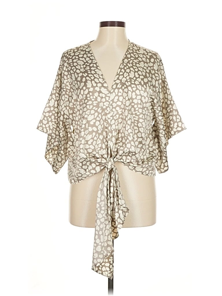 Pre-owned By Together Short Sleeve Blouse In Brown