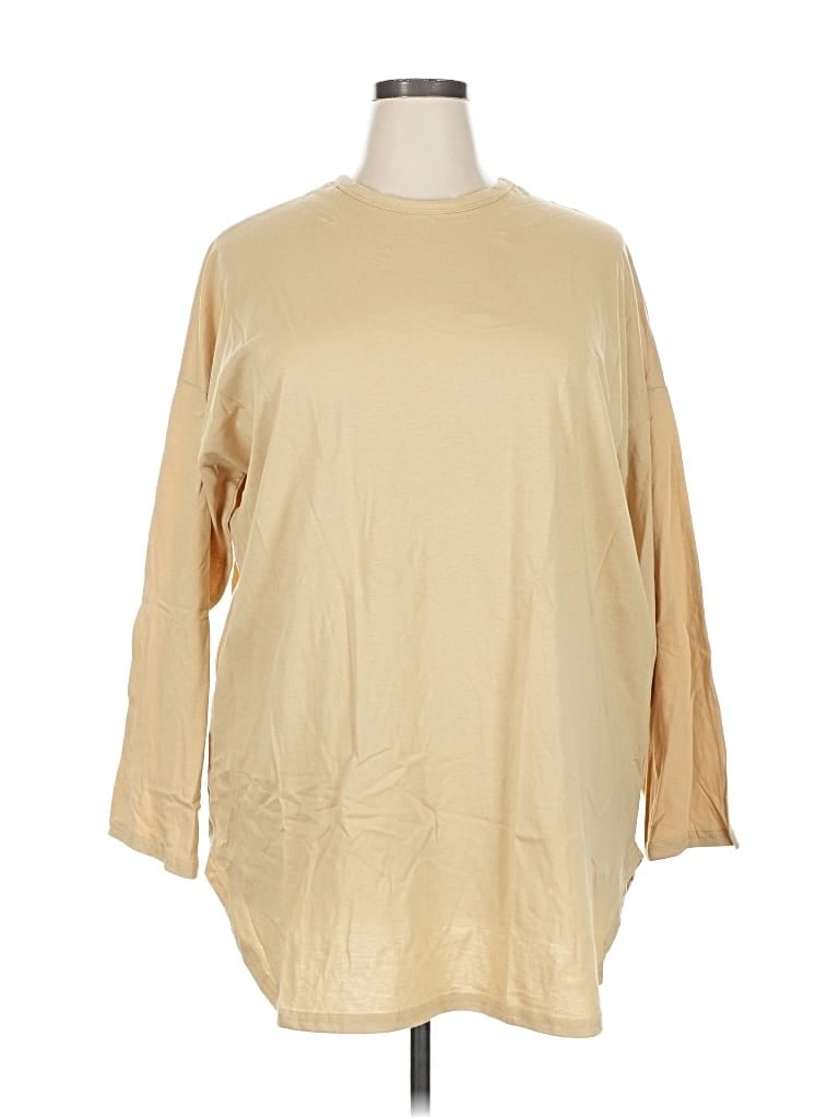 Boohoo 3/4 Sleeve T-shirt In Brown