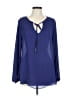 Atina Cristina 100% Polyester Blue Long Sleeve Blouse Size L - photo 1