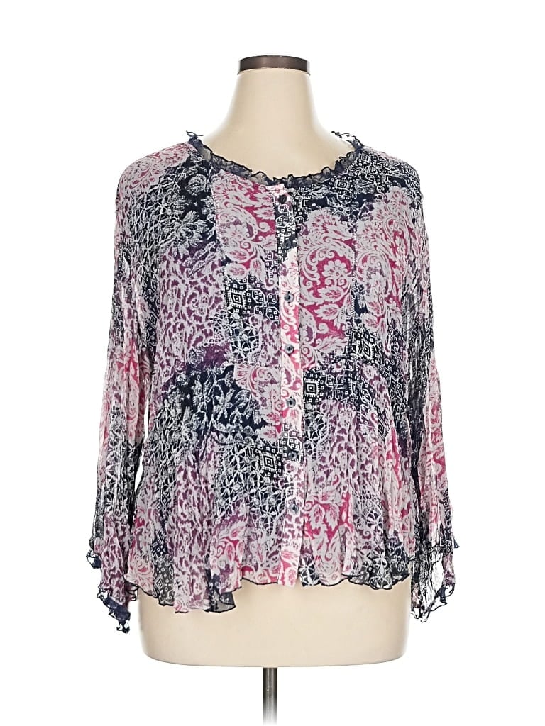 Pre-owned Coldwater Creek 3/4 Sleeve Blouse In Purple