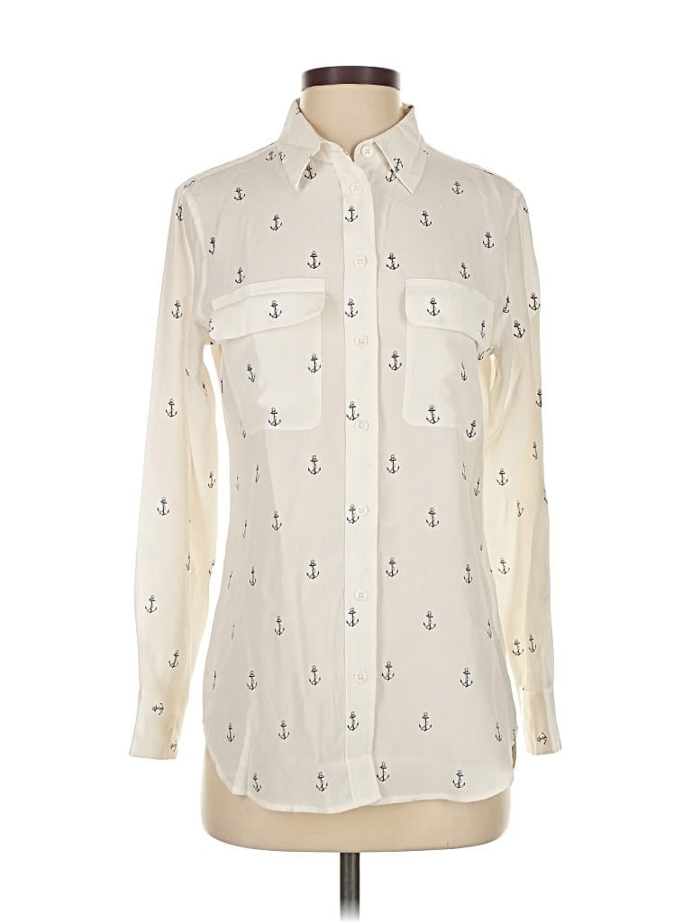 Pre-owned Equipment Long Sleeve Button Down Shirt In White