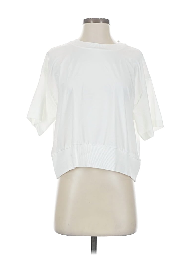 Pre-owned Athleta Short Sleeve Top White Crew Neck Tops