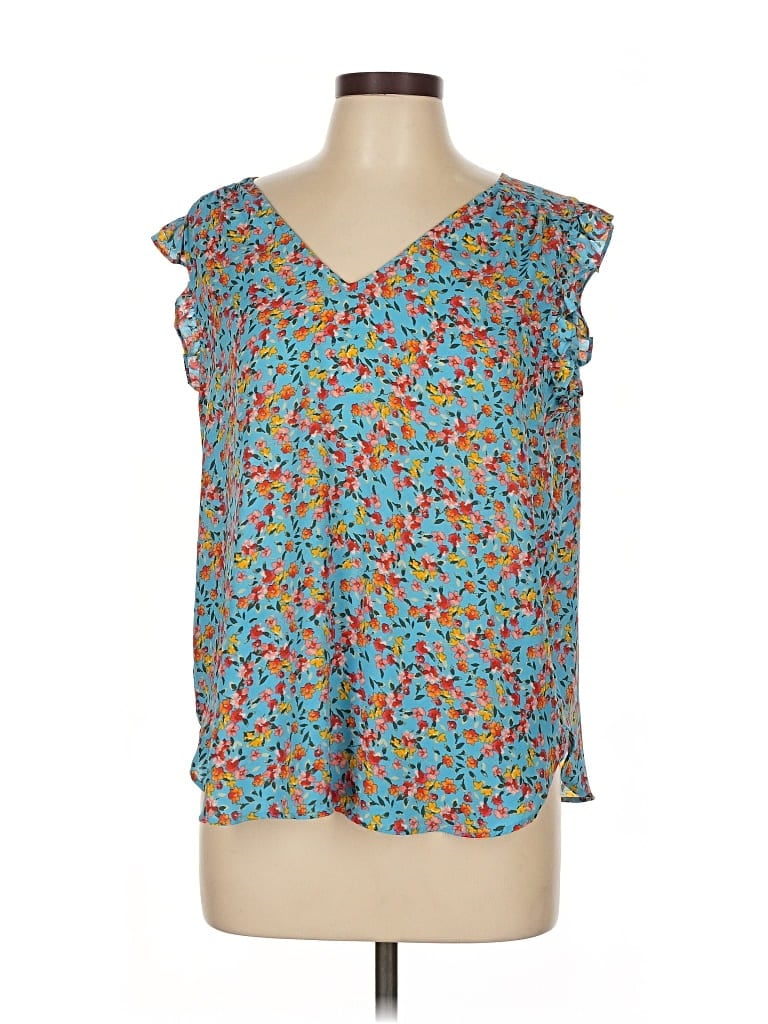 Pre-owned Ann Taylor Loft Sleeveless Blouse In Blue