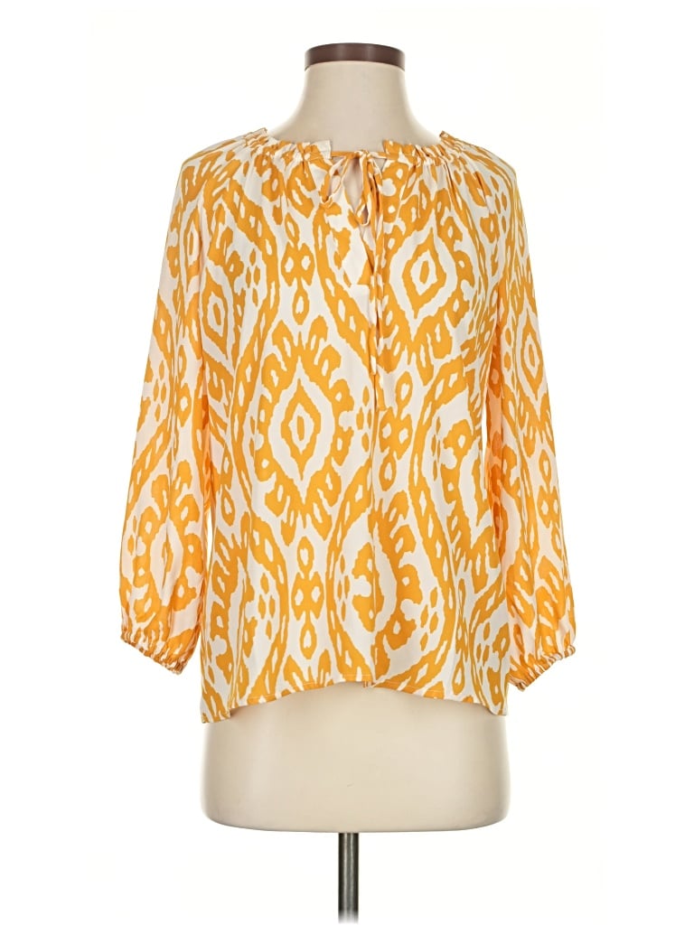 Pre-owned Ann Taylor 3/4 Sleeve Blouse In Yellow