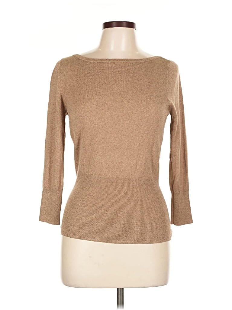Caché 3/4 Sleeve Top Tan Boatneck Tops In Brown