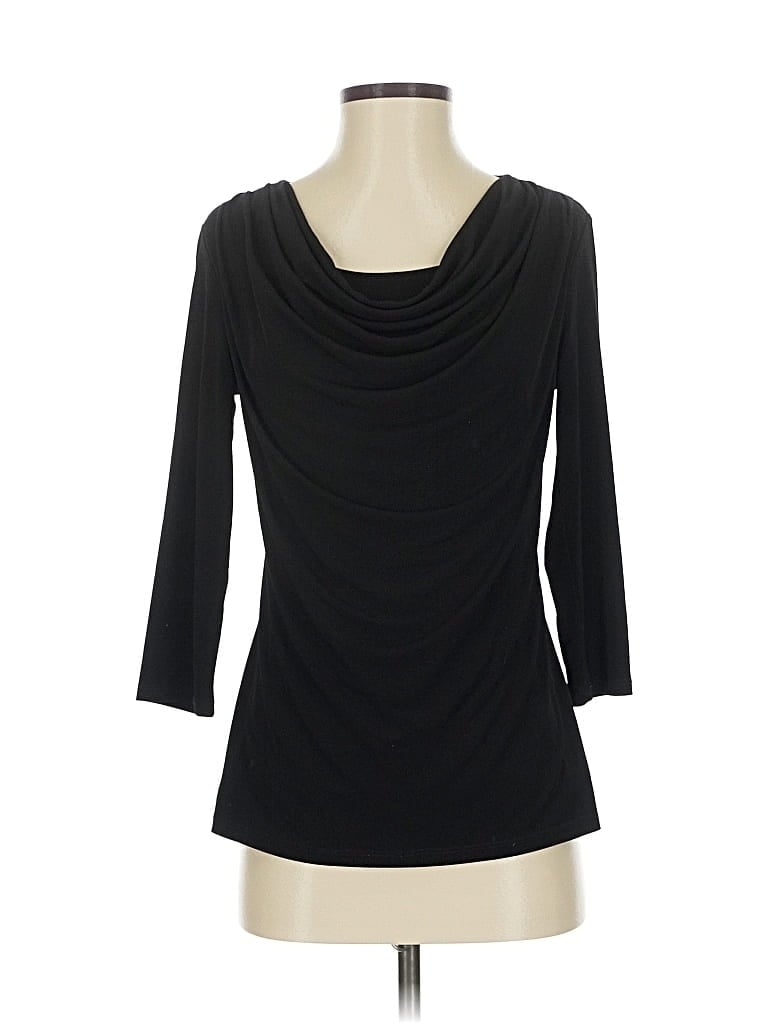 Pre-owned Catherine Malandrino 3/4 Sleeve Top Black Cowl Neck Tops