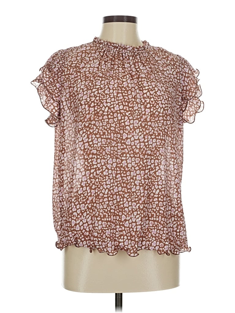 Pre-owned Cato Short Sleeve Blouse In Brown