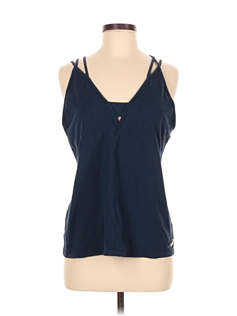 Pre-owned New Balance Tank Top Teal Halter Neckline Tops In Blue