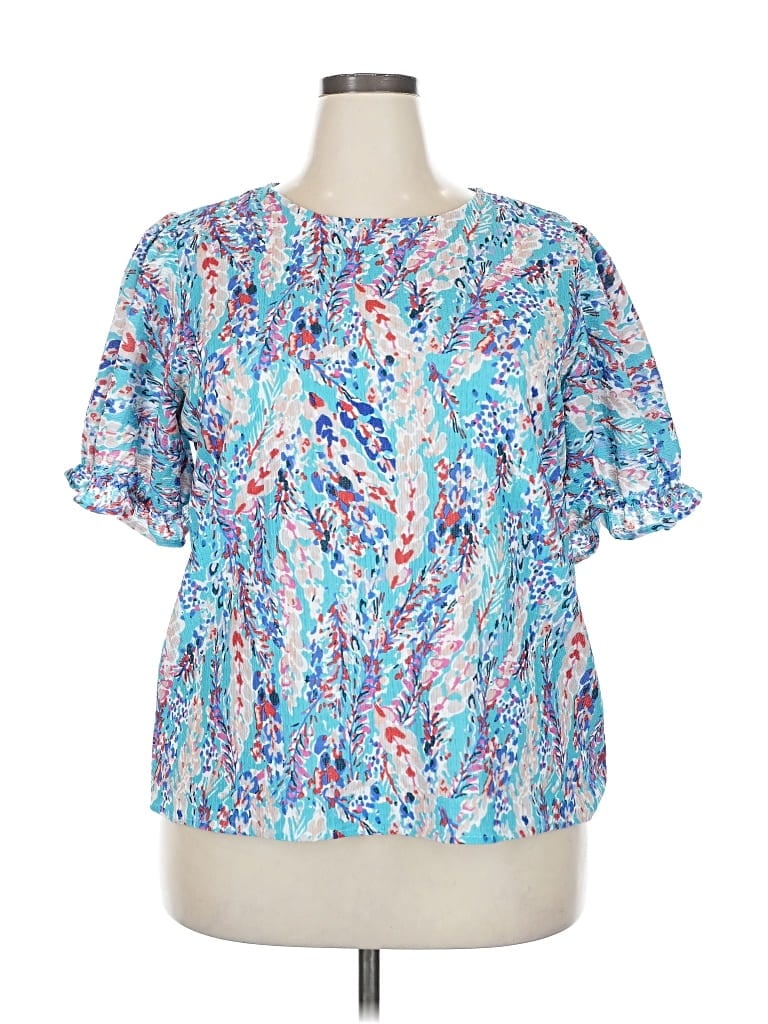 Pre-owned Dokotoo Short Sleeve Blouse In Blue