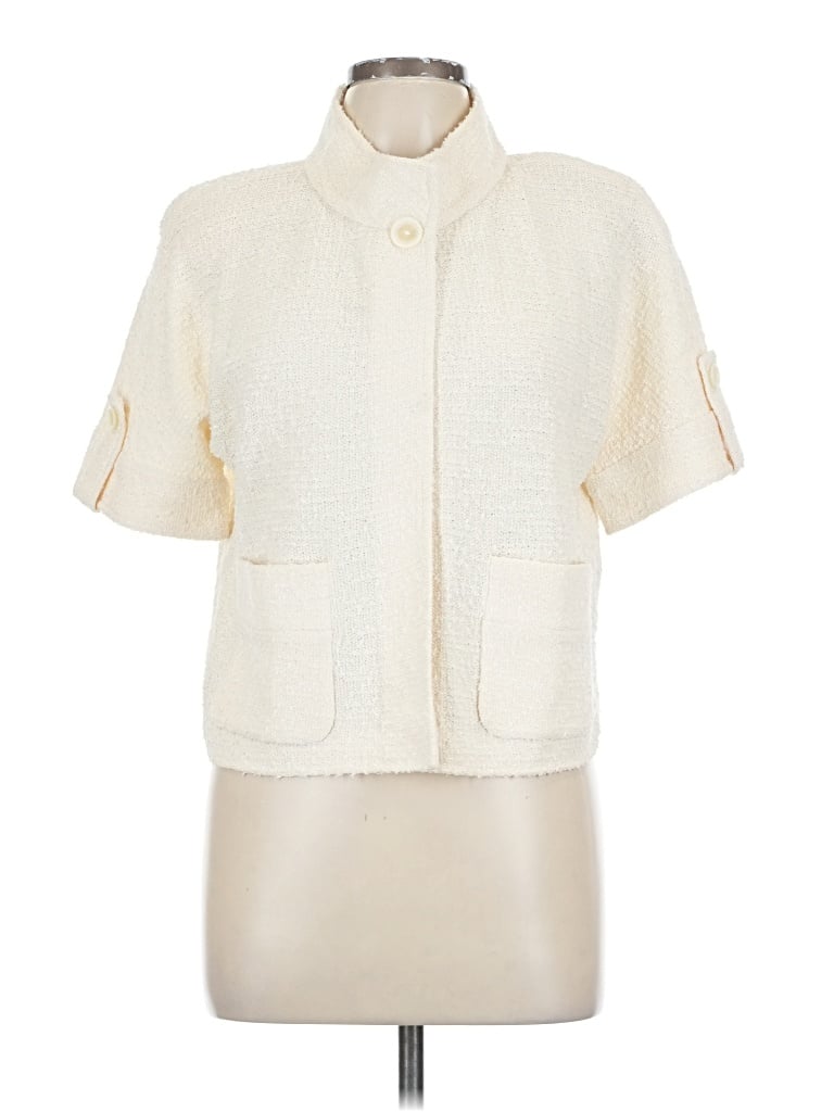 Pre-owned St John Cardigan Sweater In White