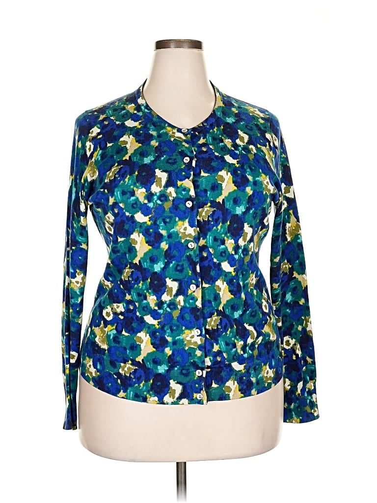 Pre-owned Lands' End Cardigan Sweater In Blue