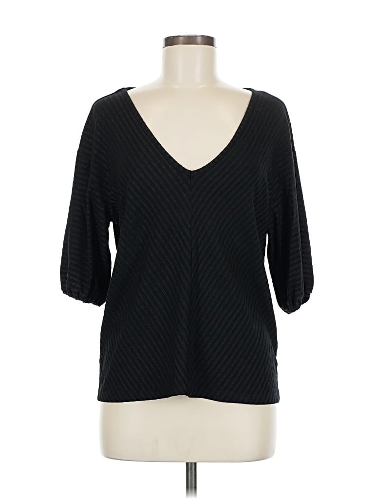 Pre-owned Amour Vert 3/4 Sleeve Top Black V Neck Tops