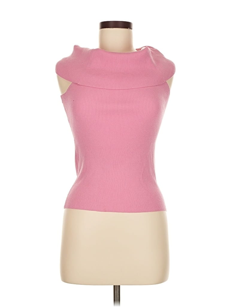 Pre-owned Minnie Rose Short Sleeve Turtleneck In Pink