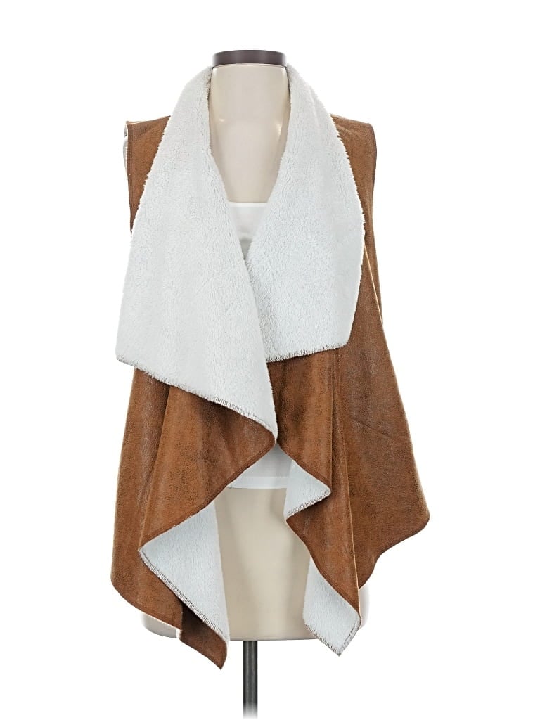 Pre-owned Petal Roz Faux Fur Vest In Brown