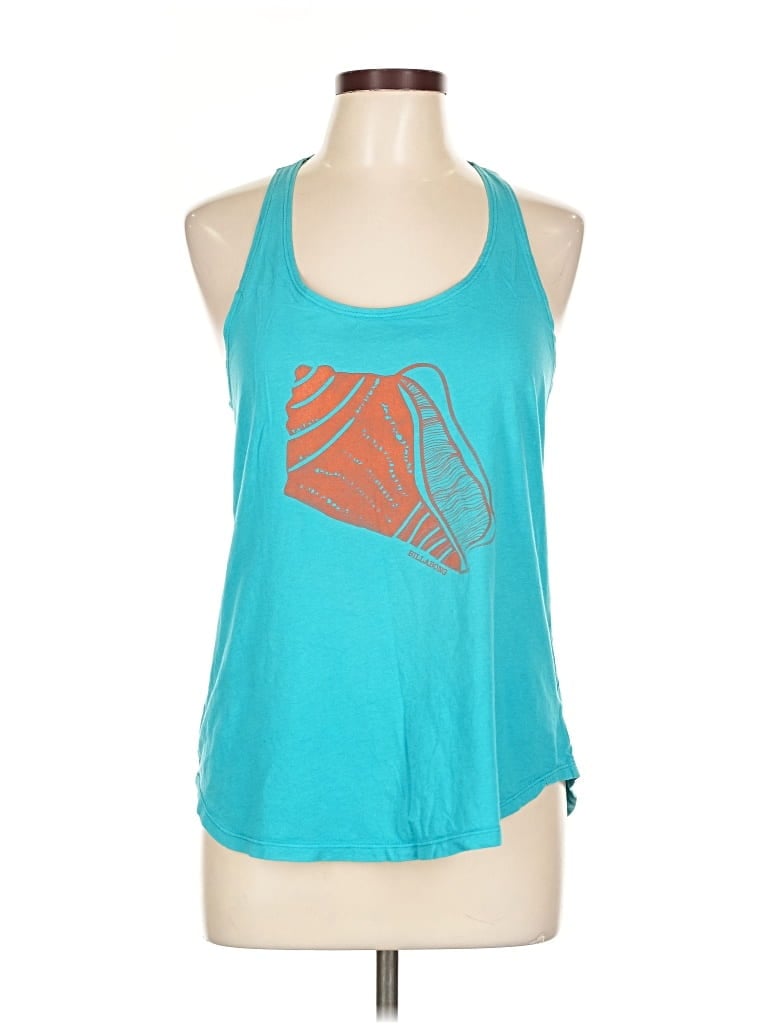 Pre-owned Billabong Tank Top Teal Halter Neckline Tops In Blue
