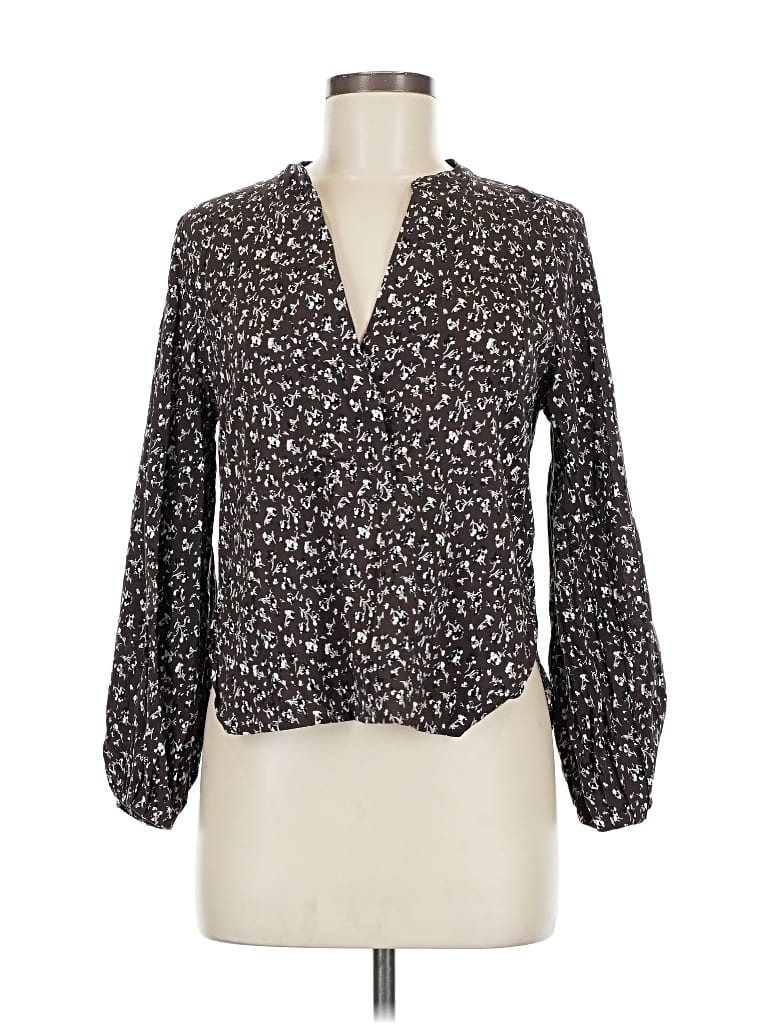 Pre-owned Madewell Long Sleeve Blouse In Black