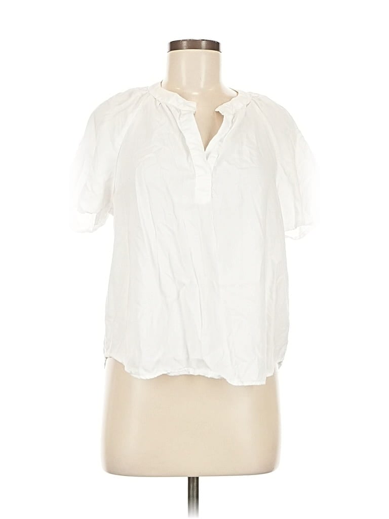 Pre-owned Bella Dahl Short Sleeve Blouse In White