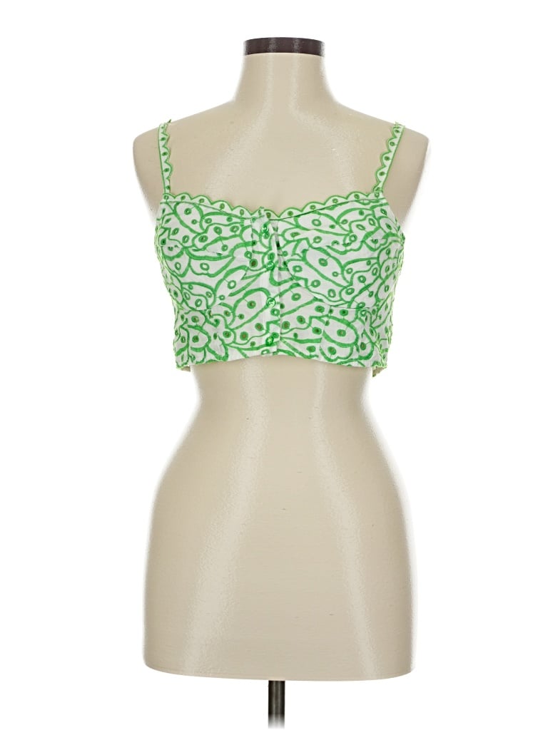 Pre-owned H&m Sleeveless Top Green Sweetheart Neckline Tops
