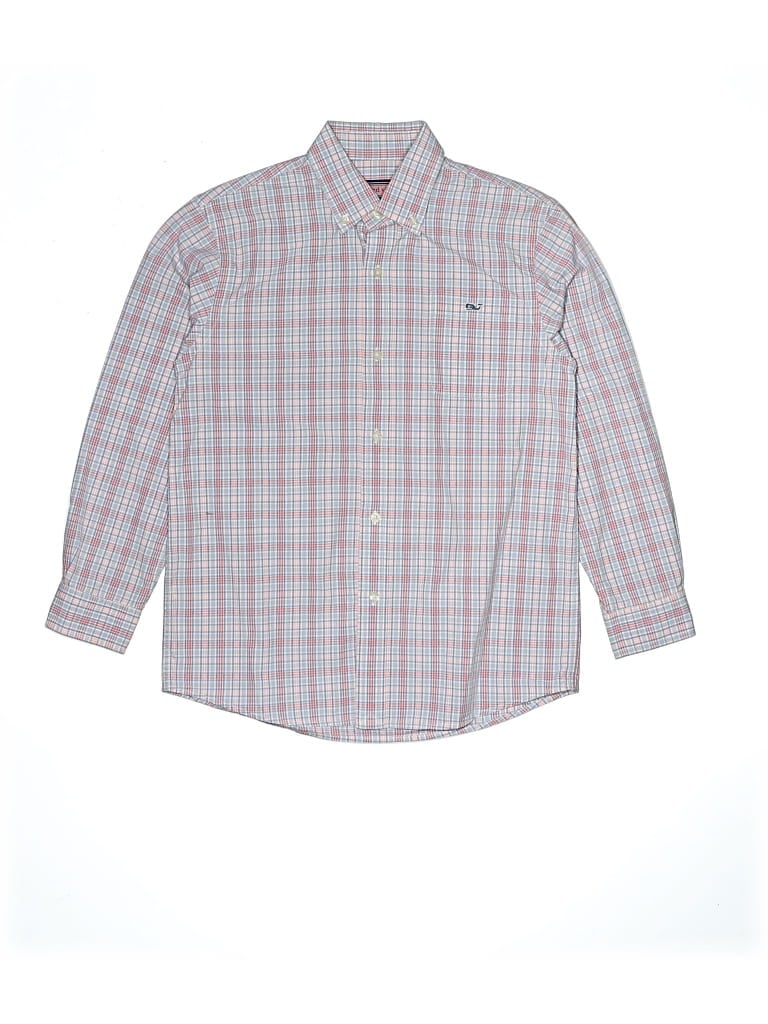 Pre-owned Vineyard Vines Kids' Long Sleeve Button Down Shirt In Gray