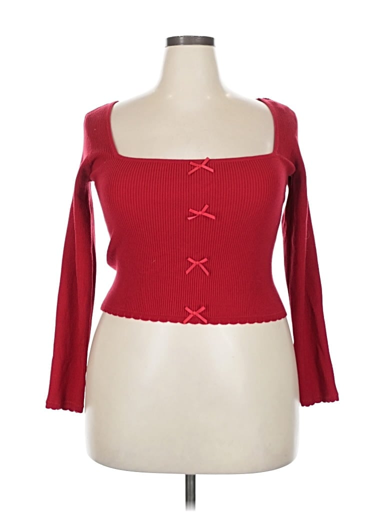 Rsq Long Sleeve Top Red Sweetheart Neckline Tops In Multi