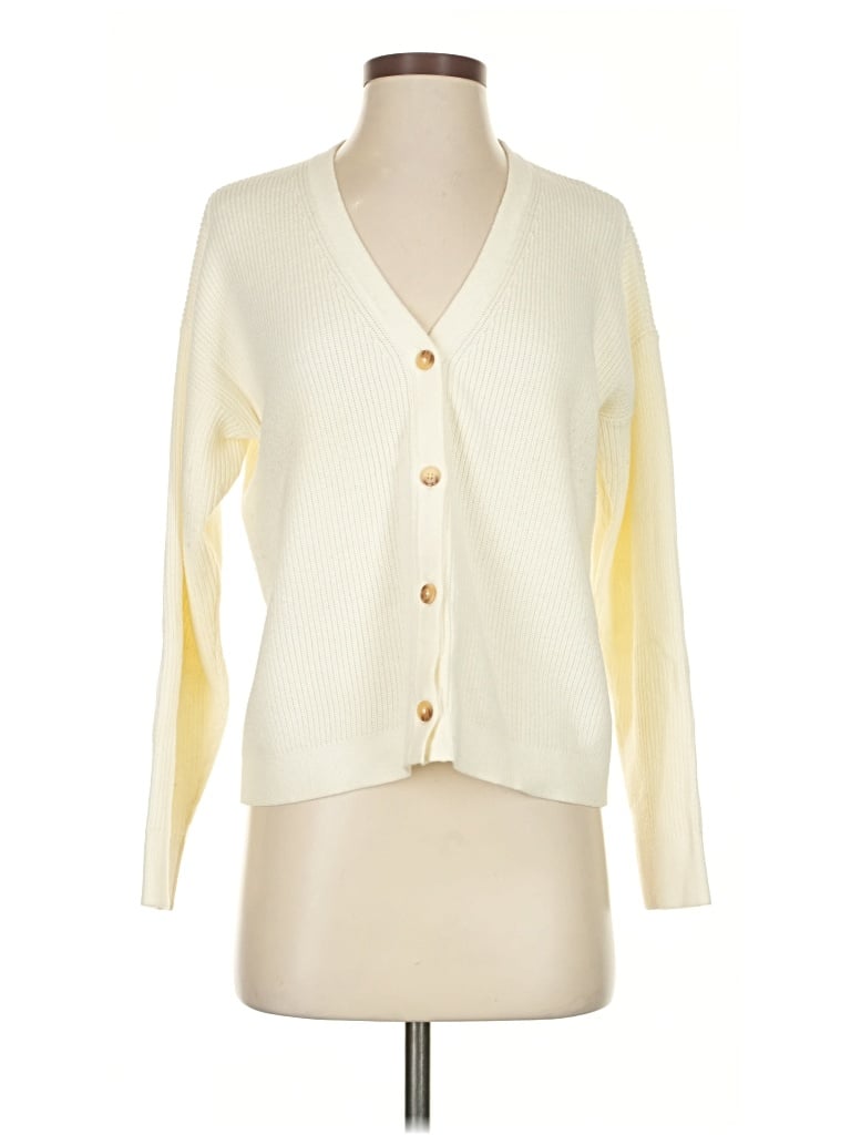 Pre-owned J. Mclaughlin Cardigan Sweater In White