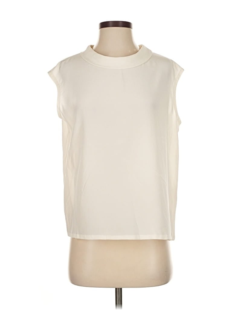 Raoul Sleeveless Silk Top Ivory Cowl Neck Tops In White