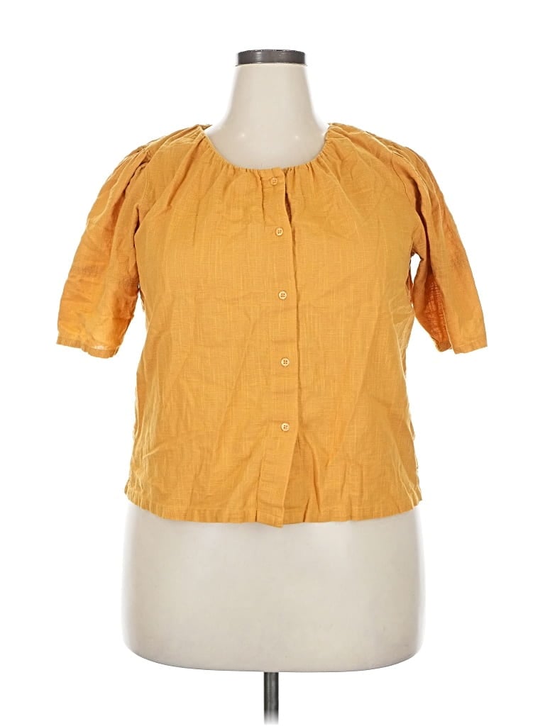 Pre-owned Able Short Sleeve Blouse In Yellow