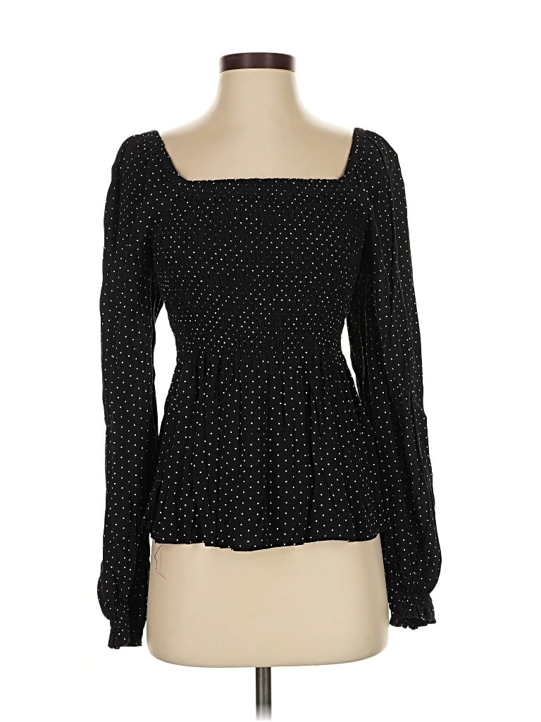 Pre-owned Gap Long Sleeve Blouse In Black