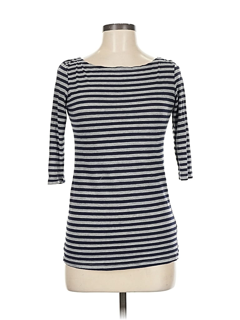 Pre-owned Lucca Couture 3/4 Sleeve Top Gray Boatneck Tops