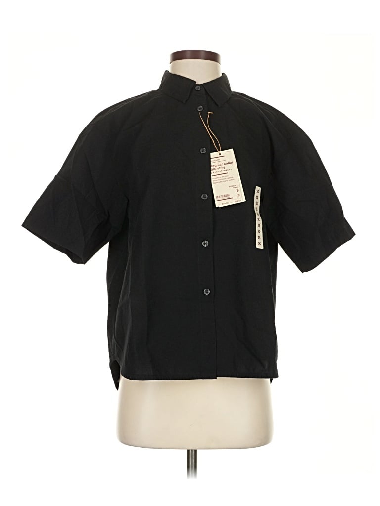 Unbranded Short Sleeve Button Down Shirt In Black