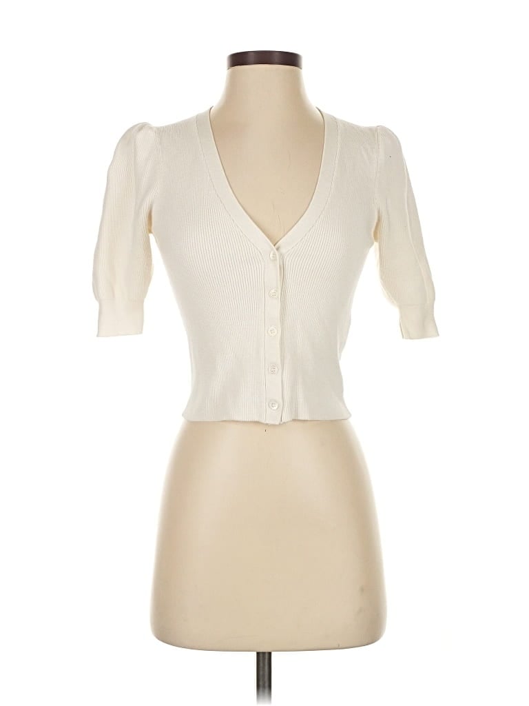 Pre-owned Frame Cardigan Sweater In White