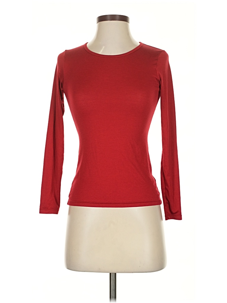 Pre-owned Uniqlo 3/4 Sleeve Top Red Boatneck Tops