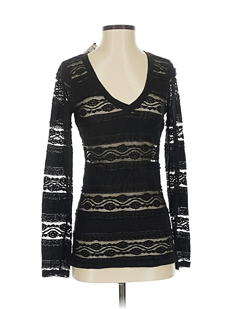 Pre-owned Express Long Sleeve Top Black V Neck Tops