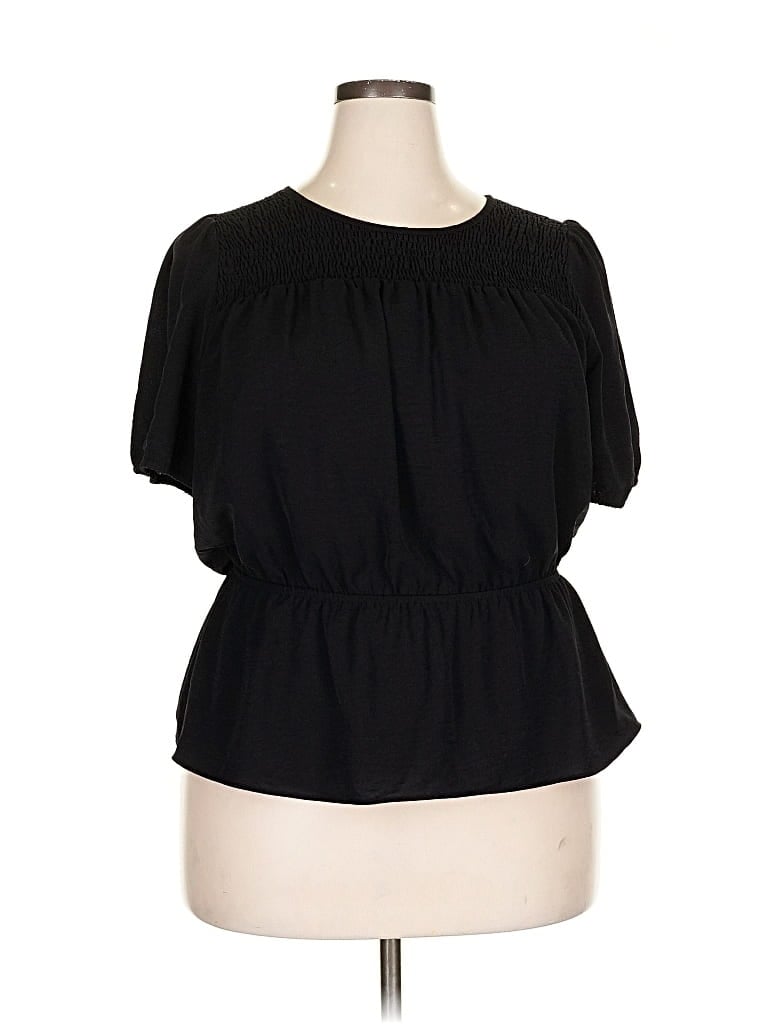 Pre-owned Nine West Short Sleeve Blouse In Black
