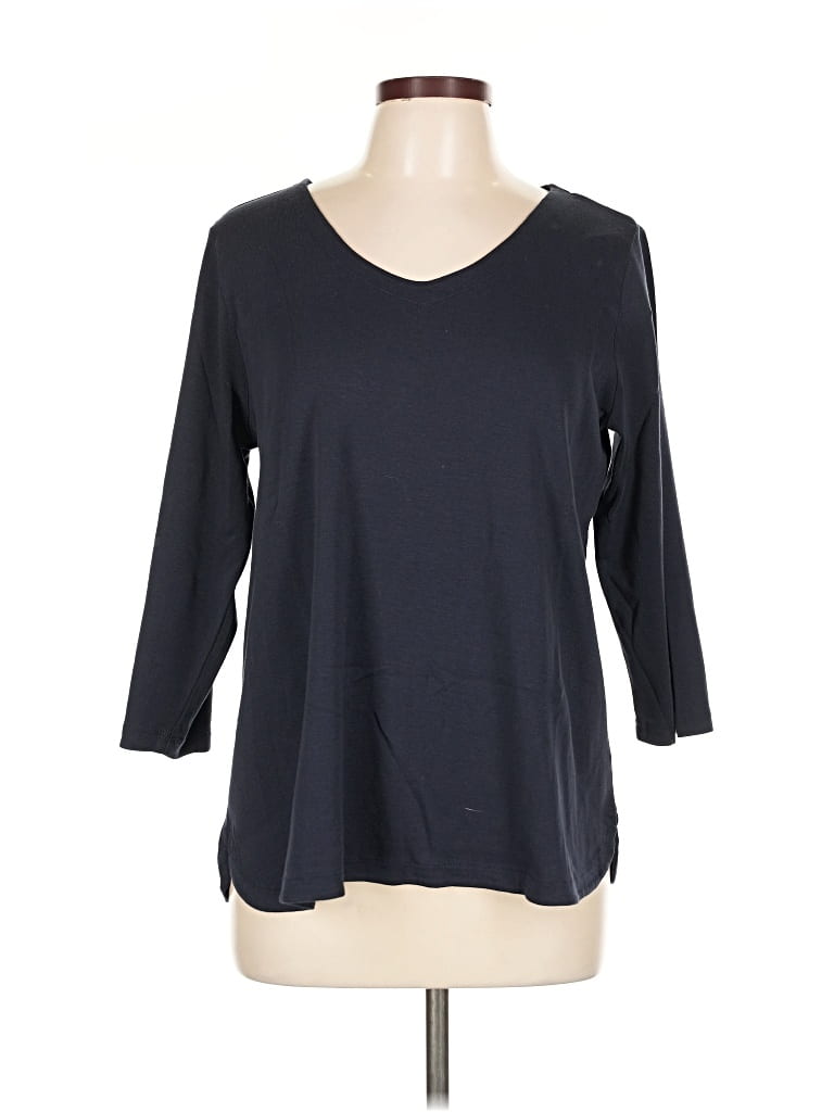 Pre-owned Jjill 3/4 Sleeve T-shirt In Black