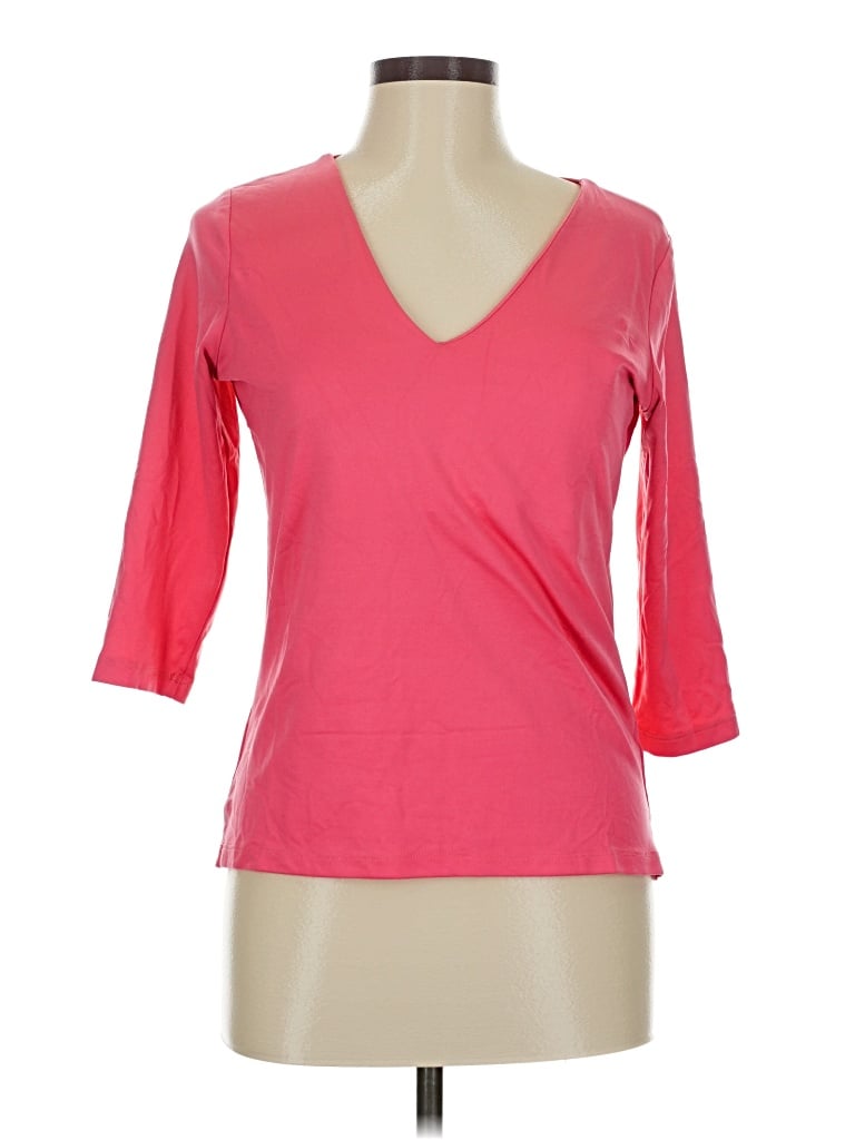 Pre-owned A'nue Ligne 3/4 Sleeve T-shirt In Pink