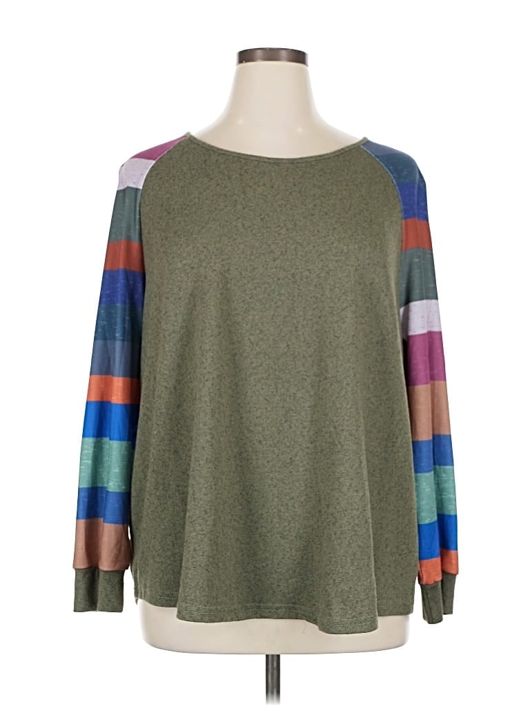 SHEIN CURVE Pre-owned Pullover Sweater In Green