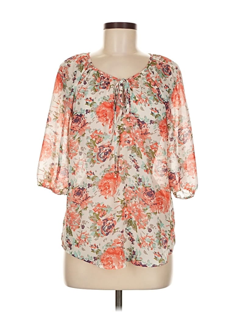 Pre-owned Veronica M 3/4 Sleeve Blouse In Orange